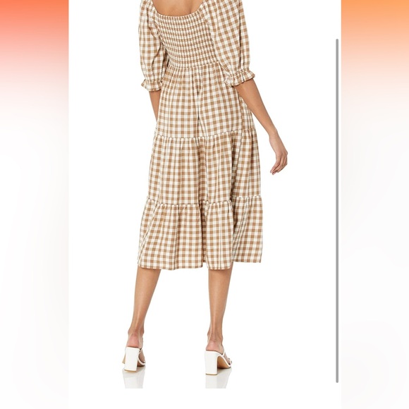 The Drop Women's Amara Sweetheart Midi Dress..(NWT) tan/white checkered..size M - Picture 5 of 6